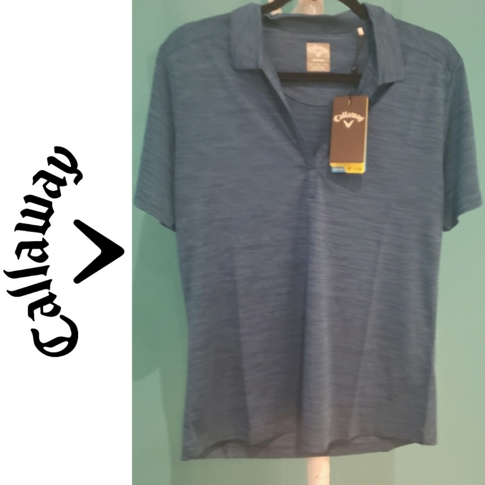 BNWT Callaway Opti-Fit Blue Short Sleeve Polo Golf Shirt